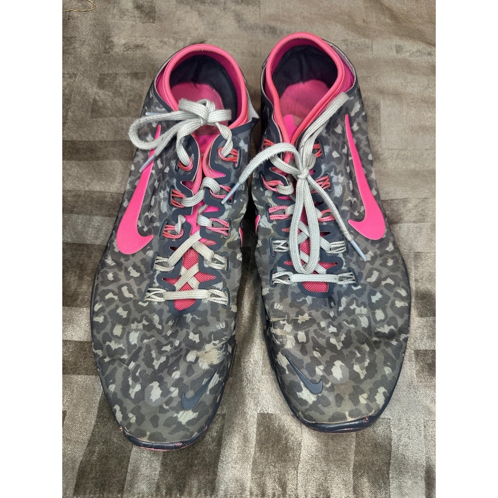 Nike Free TR‎ Connect 2 Shoes Womens Size 12 Gray Pink Leopard Print Training